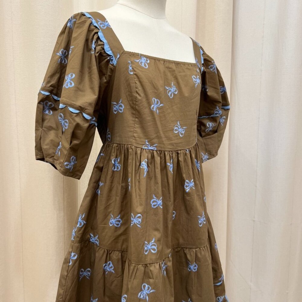 Umgee - Brown and Blue Bow Dress
